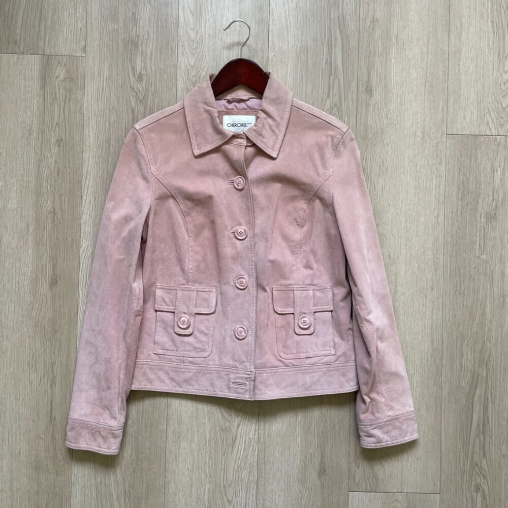 Vintage 2000s Women's Pink Leather Jacket